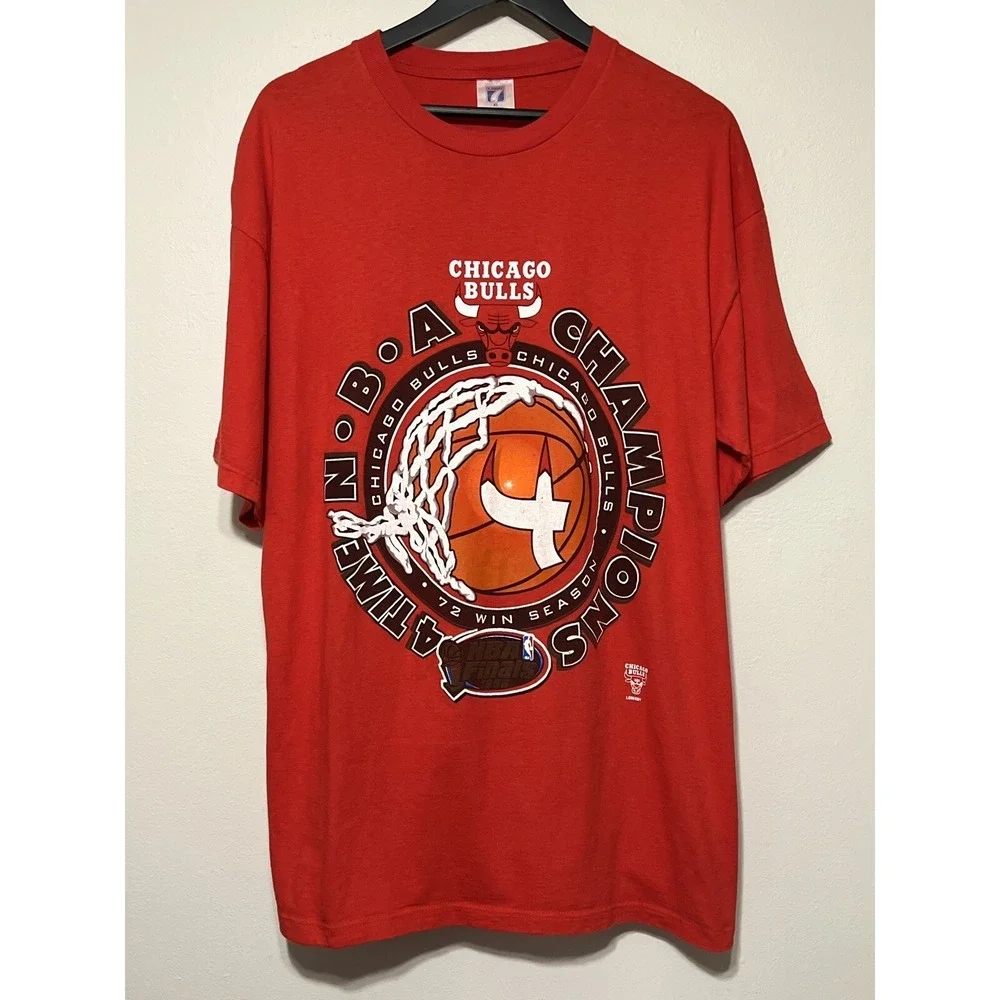 Vintage 1996 Chicago Bulls NBA Champions Logo 7 T Shirt Red XL USA Jordan Era